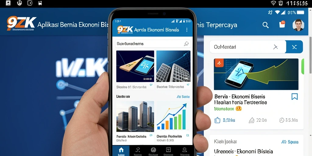 Tampilan antarmuka utama aplikasi 9ZK dengan berita Ekonomi Bisnis.