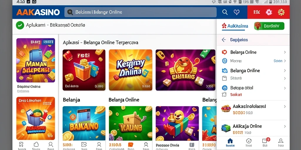 Antarmuka aplikasi AAKASINO untuk Belanja Online yang menarik dan user-friendly.