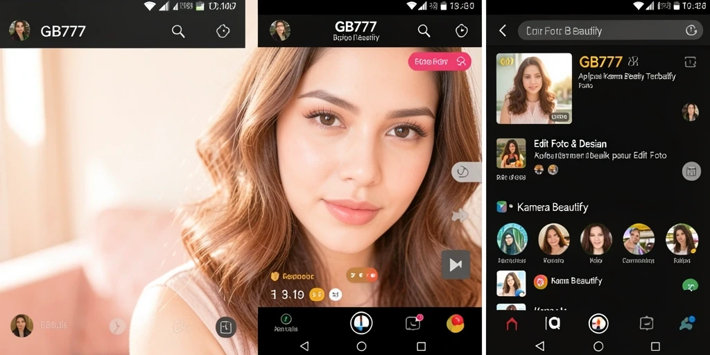 Screenshot GB777 menunjukkan antarmuka intuitif dan fitur unggulan Kamera Beautify.