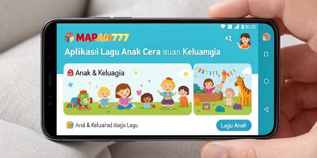 Antarmuka aplikasi MAPAN777 dengan koleksi lagu anak yang menarik.